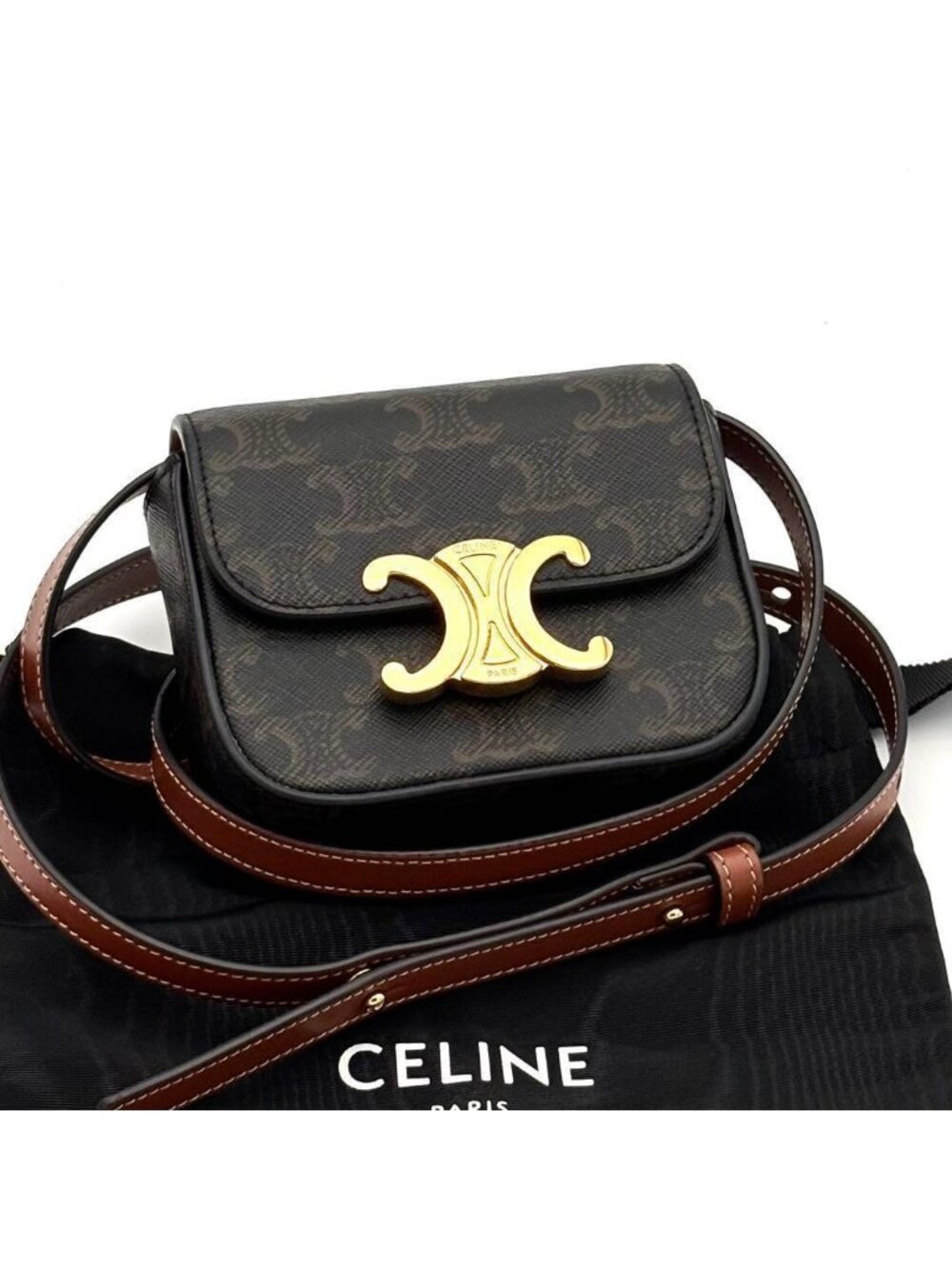 Celine Triomphe Canvas Mini Claude Shoulder Bag